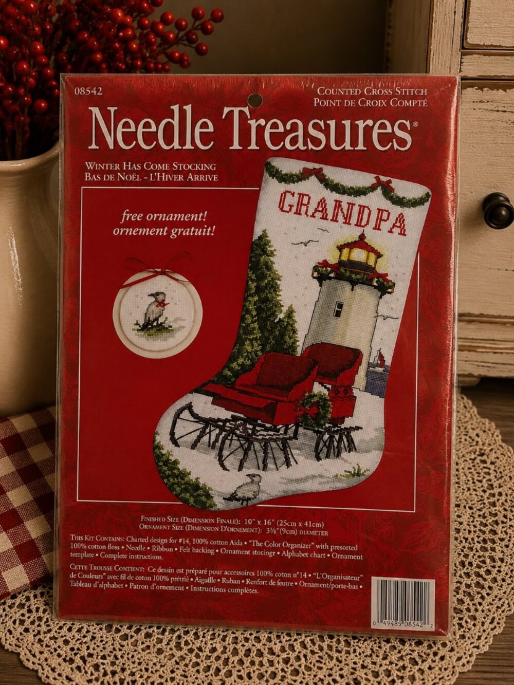 Vintage Needle Treasures Winter Has Come Stocking Counted Cross Stitch Kit #0854